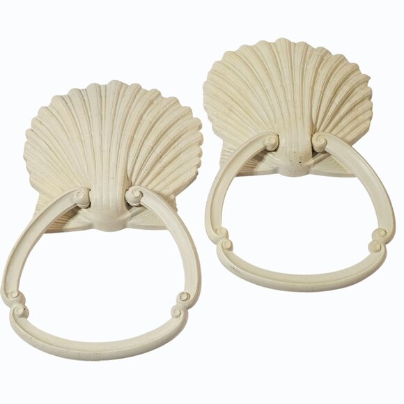 Vintage 1977 HOMCO Sea Shell Towel Ring Holder Syroco Style Beach Ocean Nautical - Picture 2 of 9